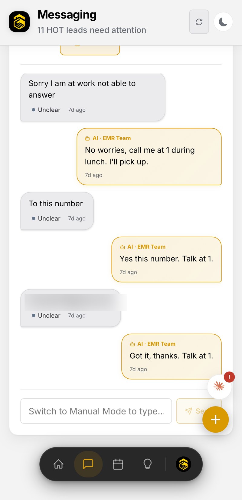 AI confirms the call time with the seller
